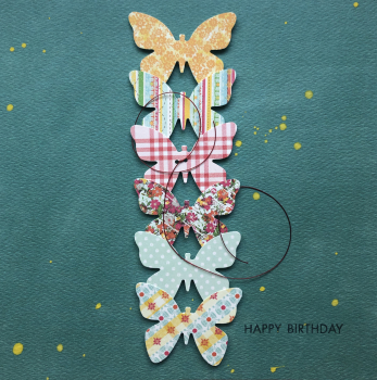 Happy Birthday - Schmetterlinge bunt petrol